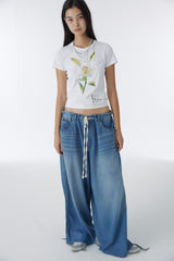 FLOWER CROP TOP (WHITE)