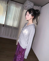 (2color) Rose Appliqué Lace Wool Cardigan
