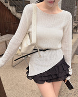 Betty Unbalanced Knitwear (With Belt)