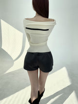 Western belt off slim knit (3color)