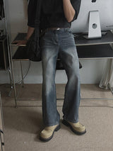 ASCLO Brush Wash Semi Wide Denim Pants (3color)