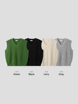 LMN Maren Oversized-Fit V-Neck Vest Knitwear (4 colors)