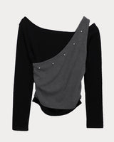 リンシュスタッドカラーブロックレイヤード長袖Tシャツ