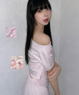 Off-Shoulder Slit Long Onepiece Pink