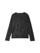 チケッティングストライプボーダーTシャツ（ブラック）