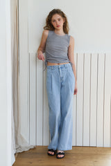 Shirring sleeveless top_gray