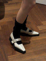 Higher Strap Buckle Loafer white