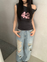 Brandon Distressed Wide-Leg Pants