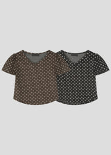 ホリードット フリース レイヤード 半袖Tシャツ（2色）