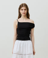 SHERRY UNBALANCE SHIRRLING TOP / BLACK