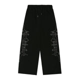 Stud Needle Work Sweat Pants - Black