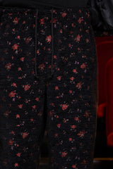 FLORAL JACQUARD PANTS / BLACK