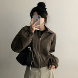 LANE Two-Way Suede Collar Jacket