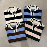 Stripe collar knit