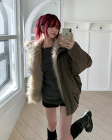[Wool 25%] カエダメージオフショルダーニット