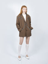 Circle Leather Patch Blazer (Brown Stripe)