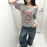 Blo off-shoulder short-sleeved T-shirt (4 colors)