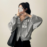 New York Lettering Two Way Cropped Hooded Zip-Up