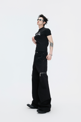 リブド ロゴ Tシャツ