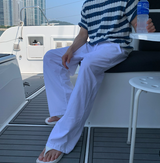 Prix Linen Chin-Topped Banding Wide Pants
