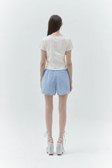 KIRSH PLAIN CHERRY SEMI CROP T-SHIRT - WHITE