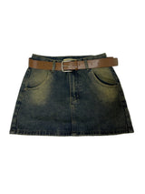 [BELT & INNER SHORTS] AUTUMN DENIM BROWN KHAKI DENIM SKIRT – SK