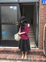 Lanka Two-Way Shoulder Loose Fit Short Sleeve Tee