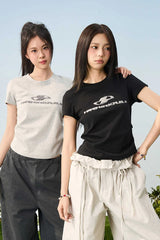 Slim Knit Logo Crop Tee