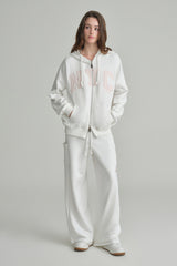 NYC hooded zip-up, Ivory