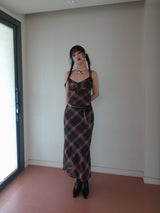 MUFFIN CHECK MAXI LONG DRESS