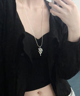 Silver Ball Grape Long Drop Necklace