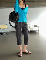 Crime Sleek Hip Button Capri Pants 3color