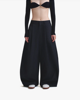 PUSH PUSH PP STRIPES PANTS ストライプワイドパンツ（ブラック）