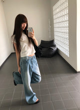 [ORIGINAL] Niel Logo Semi Bootcut Denim Pants