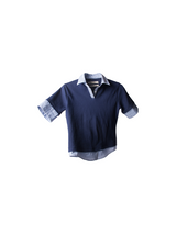 ‘LABEL Series Fake Two-Piece Double-Layer Material Splicing Silhouette Polo Shirt
