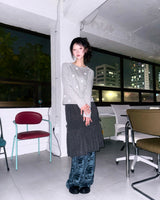 (2color) Shirring Drawstring Flare Midi Skirt