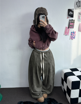 ソフティ💍💎スエードバルーンロングパンツ🩶🤎🖤3カラー