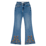 EMBROIDERED SPANDEX BOOTCUT DENIM PANTS code 18303