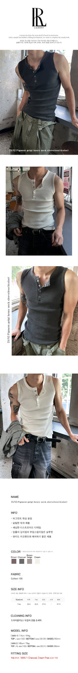 [S/S] Pigment golgi henry neck sleeveless(4color)