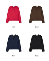 ペレンカットアウトヘンリーネック長袖Tシャツ