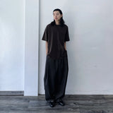 Curved Striped Balloon Trousers(Elastic Waist)