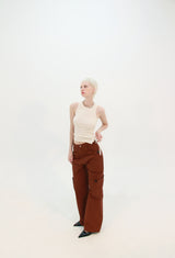 LOCK BUTTON POCKET PANTS (BRICK RED)