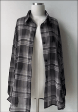 Loose fit see-through check shirt male (2 colors)