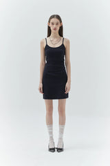 KIRSH PLAIN CHERRY SLIM FIT SLEEVELESS DRESS - DARK NAVY   
