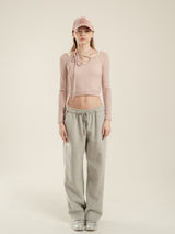 [FW ver] SWEET RIBBON SWEAT PANTS - GRAY/WHITE