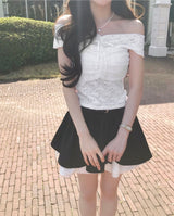 jazz all-off shirring lace top