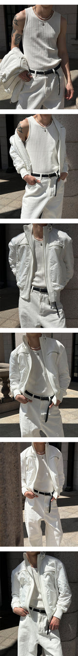 [S/S] High ribbed logo sleeveless(6color)