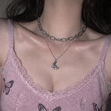 [Baby Monster ローラ Necklace] バレエコアムーンレイヤードネックレス(Surgical Steel)