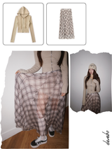Long Check Chiffon Sharalla Skirt