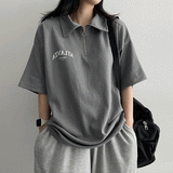Mari Collar Semi-Zipup Short Sleeve T-shirt